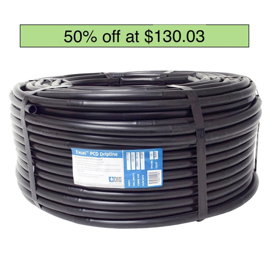 EXCEL SERIES 18MM PC DRIPLINE, 500' ROLL, 9" SPACING, .58 GPH, 700" OD, BLACK