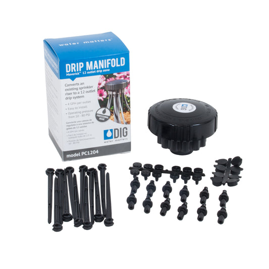 12-Outlet High Flow Drip Manifold Kit - no tubing
